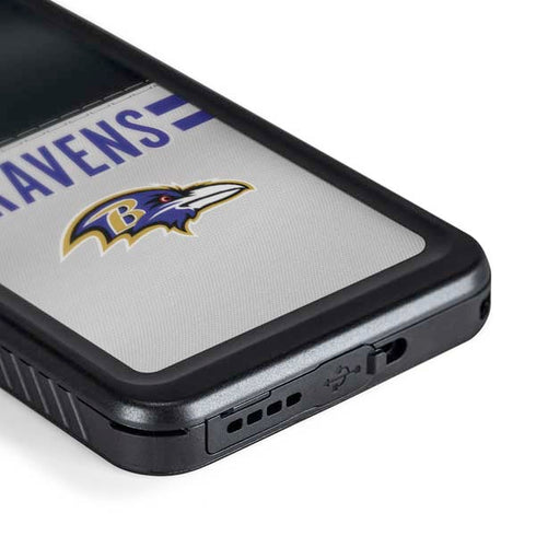 NFL Baltimore Ravens White Striped Galaxy S24 Plus Waterproof Case